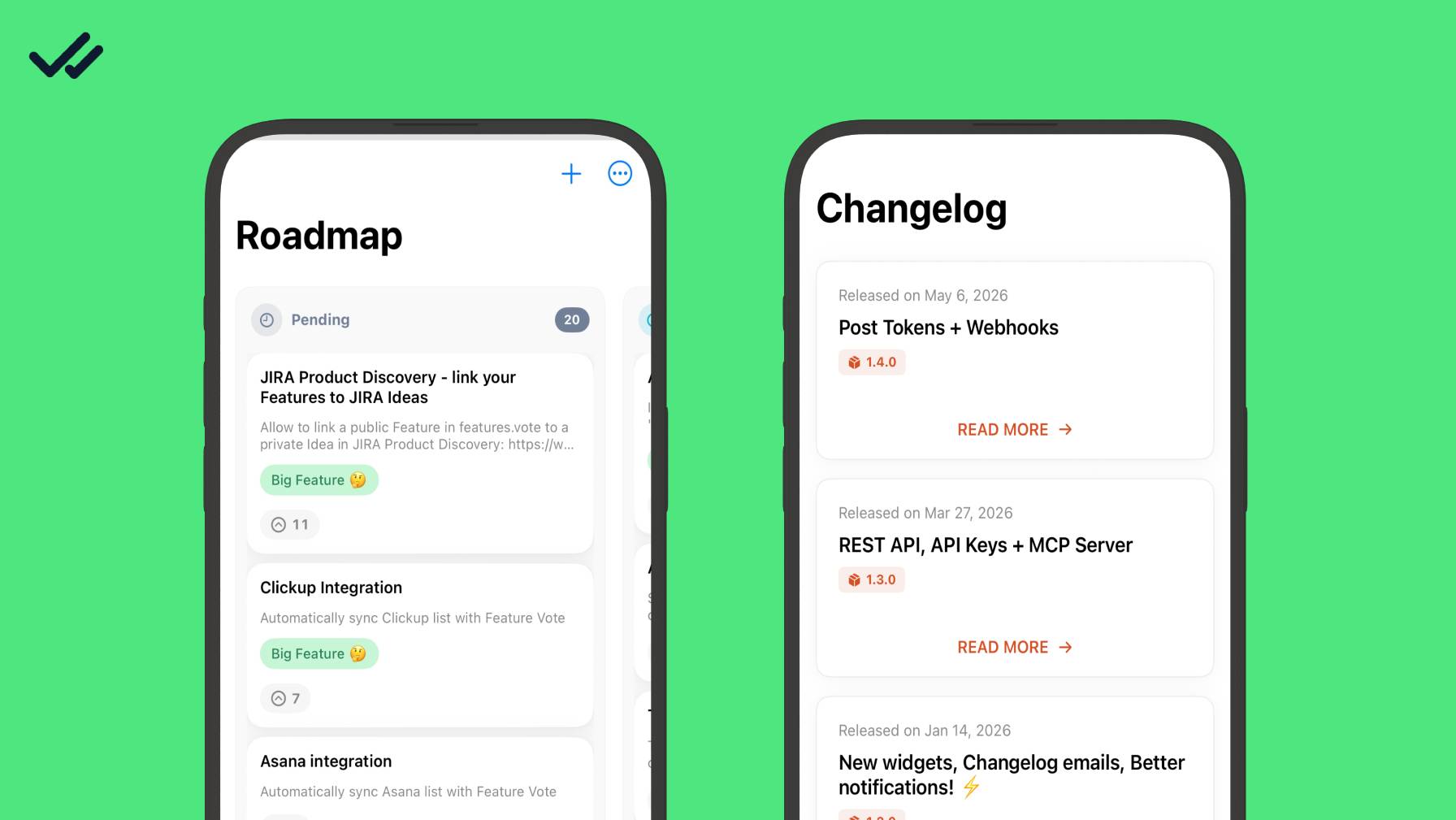 Roadmap and changelog widgets