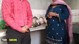 Indian Chubby Old Lady fucking hard in the kitchen when she was making d