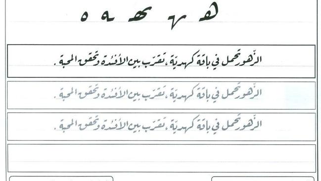 يكتب حرف الواو بخط الرقعة تحت السطر - كراسة