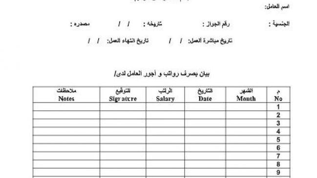 نموذج مسير رواتب سائق خاص وورد - كراسة