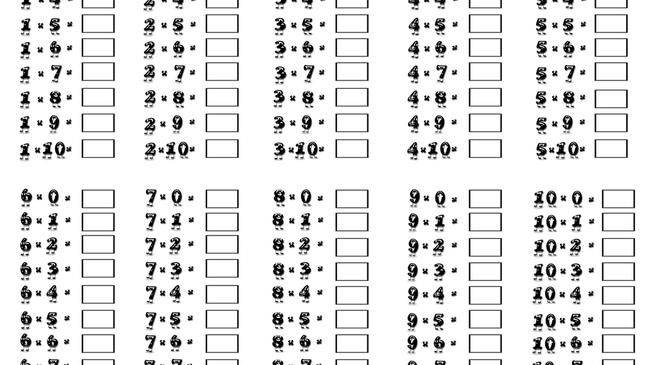 جدول الضرب كامل من 1الى 12بالعربي كراسة