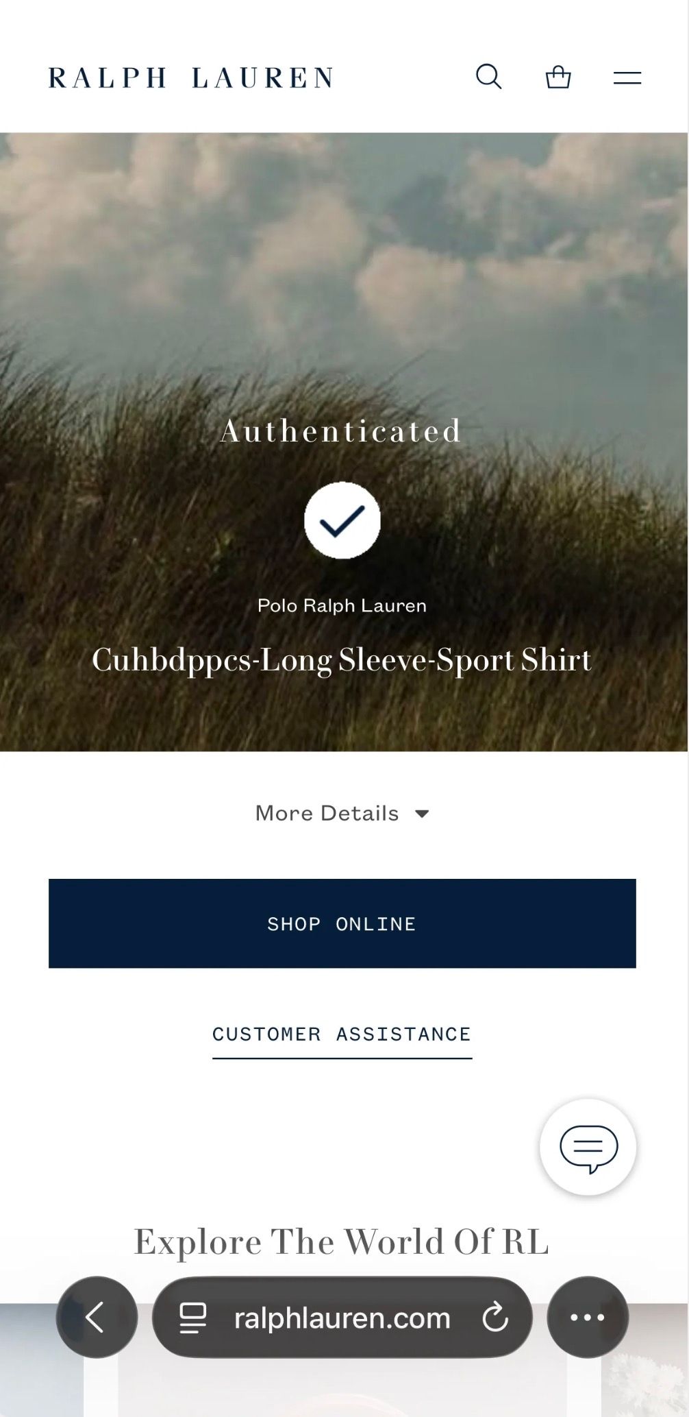 Ralph Lauren Authentication Page