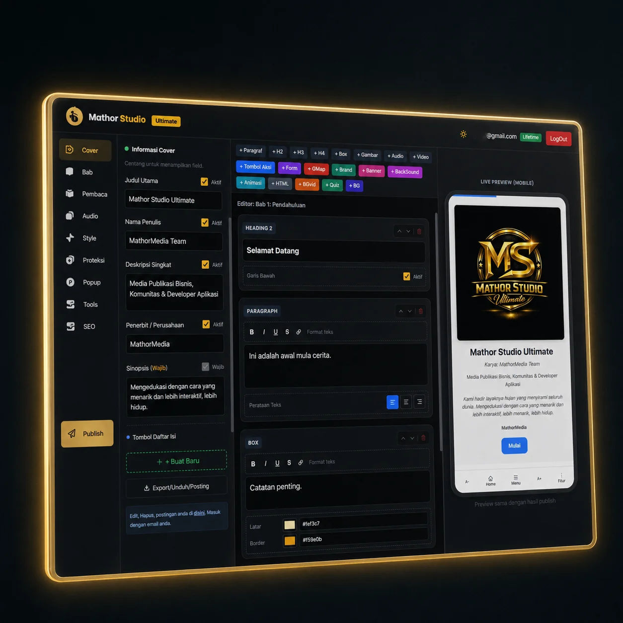 Mathor Studio Editor Interface