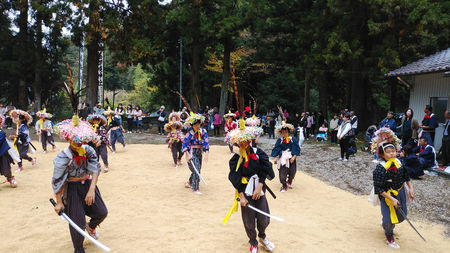 斗賀野花取踊りの様子を写した写真