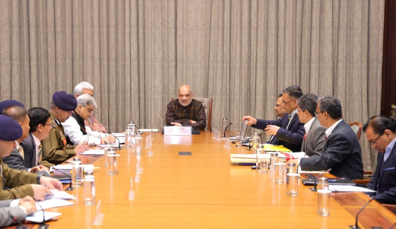Amit Shah chairs a high-level review meeting on the security situation in Jammu and Kashmir in New Delhi