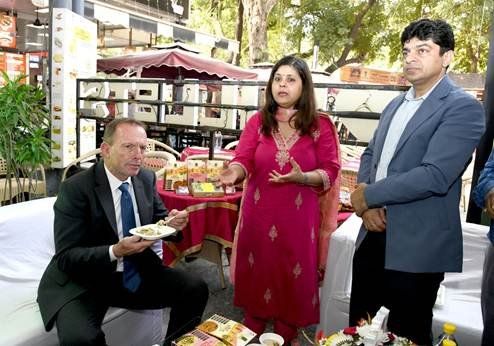 Former PM of Australia Anthony John Abbott visits NAFED Millet Experience Centre at Dilli Haat New Delhi