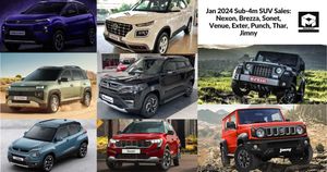 Jan 2024 Sub-4m SUV Sales: Nexon, Brezza, Sonet, Venue, Exter, Punch, Thar, Jimny