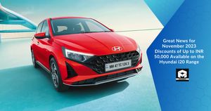 Great News for November 2023: Discounts of Up to Rs. 50,000 Available on the Hyundai i20 Range