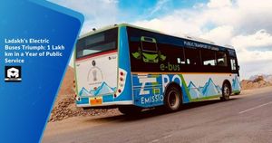 Ladakh's Electric Buses Triumph: 1 Lakh km in a Year of Public Service