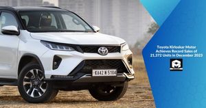 Toyota Kirloskar Motor Achieves Record Sales of 21,372 Units in December 2023