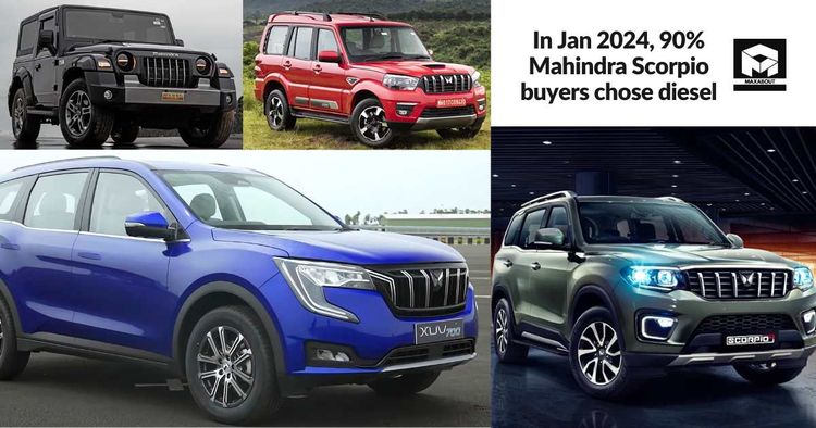 In Jan 2024, 90% Mahindra Scorpio buyers chose diesel