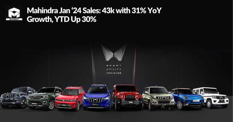 Mahindra Jan '24 Sales: 43k with 31% YoY Growth, YTD Up 30%