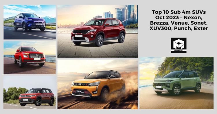  Top 10 Sub 4m SUVs Oct 2023 – Nexon, Brezza, Venue, Sonet, XUV300, Punch, Exter