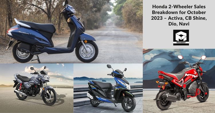 Honda 2-Wheeler Sales Breakdown for October 2023 – Activa, CB Shine, Dio, Navi