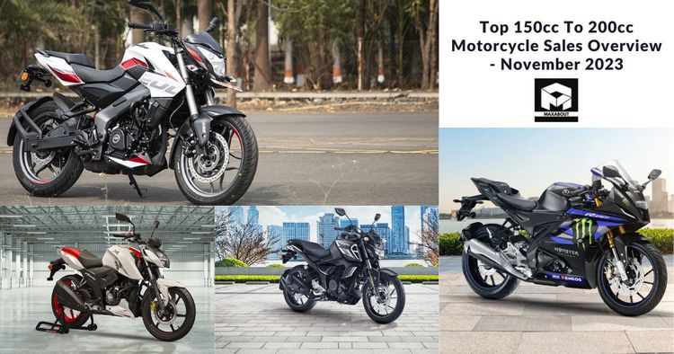 Top 150cc To 200cc Motorcycle Sales Overview - November 2023
