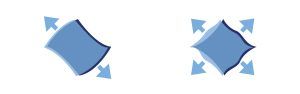 Graphical representation of difference between 2-way and 4-way stretch materials