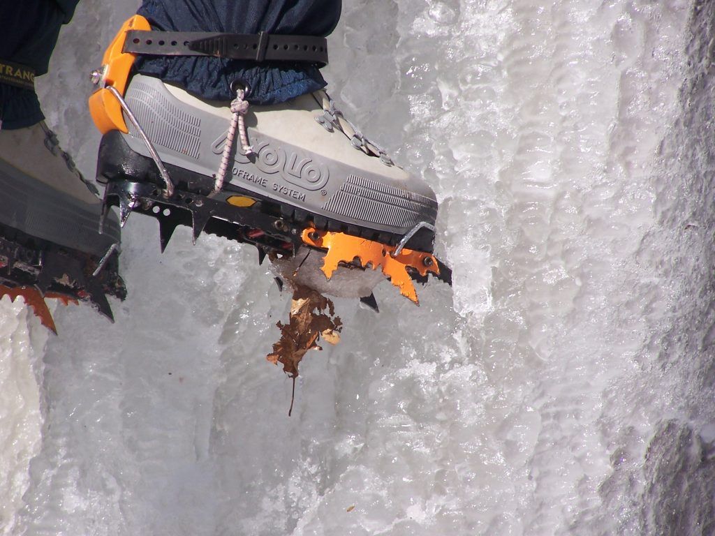 Crampon stuck in ice