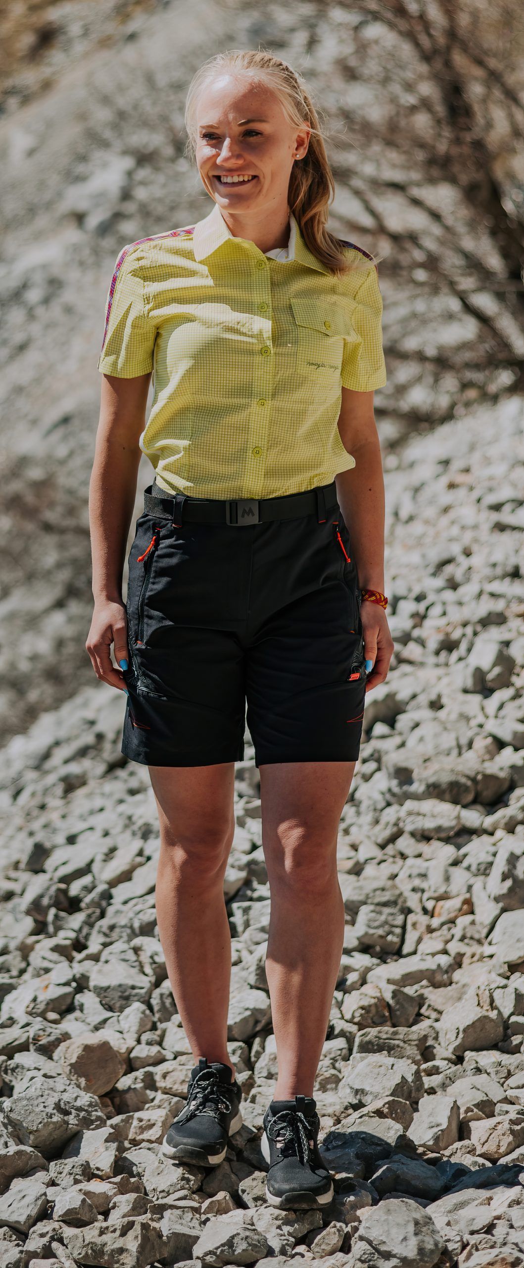 Danaa shirt yellow for hiking from MAYA MAYA is breathable and light for women for a summer hike.