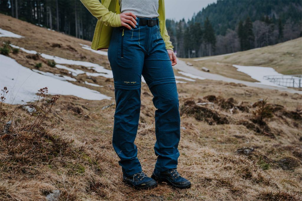 A woman on a hike wearing Inda pants, highly breathable and comfortable perfect for outdoor activities