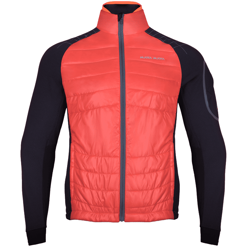 Red mid layer jacket for men.