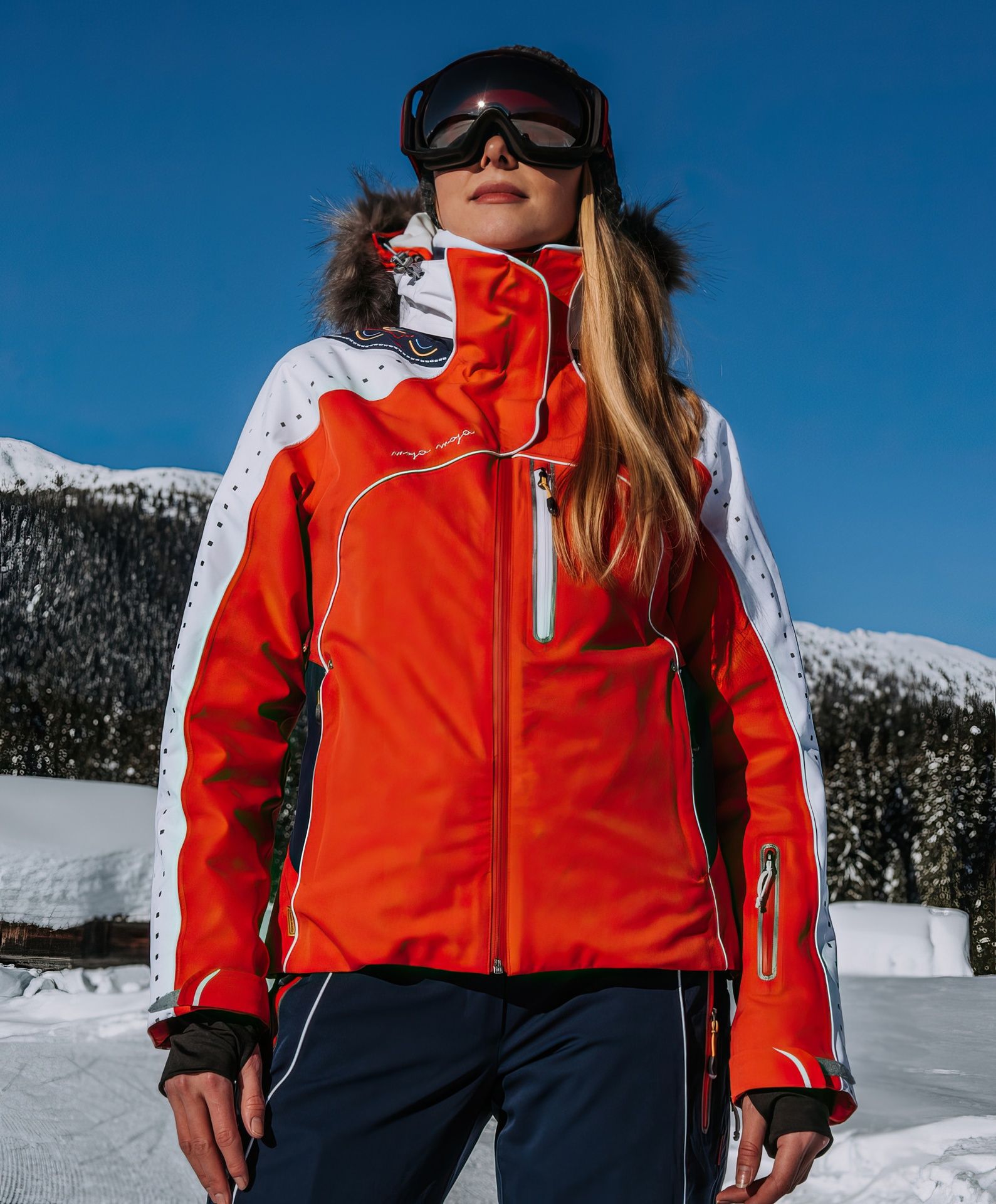 Nalini jacket red from MAYA MAYA is a designer ski jacket for women