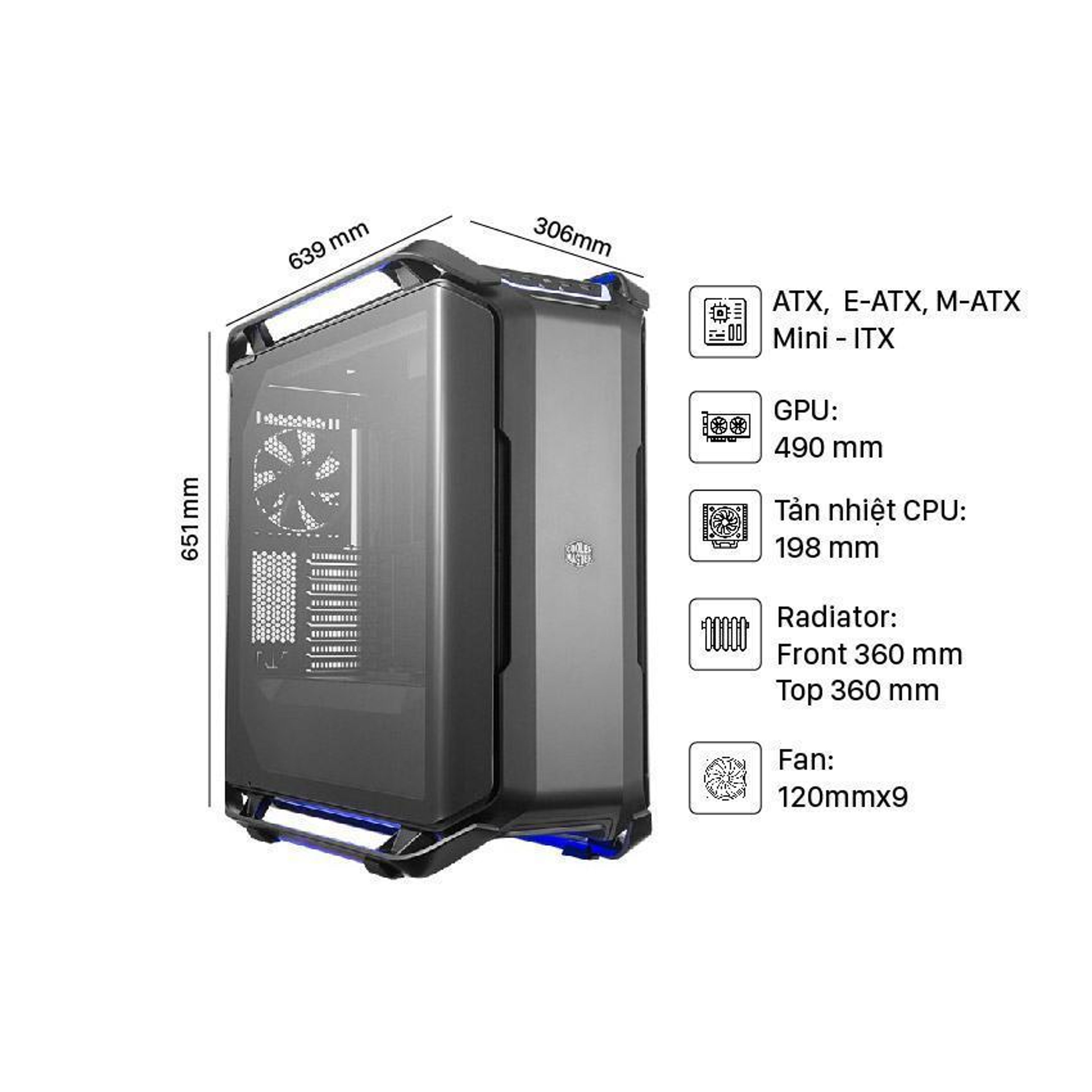 Vỏ Case Cooler Master Cosmos C700P Black Edition (Mid Tower/Màu Đen)