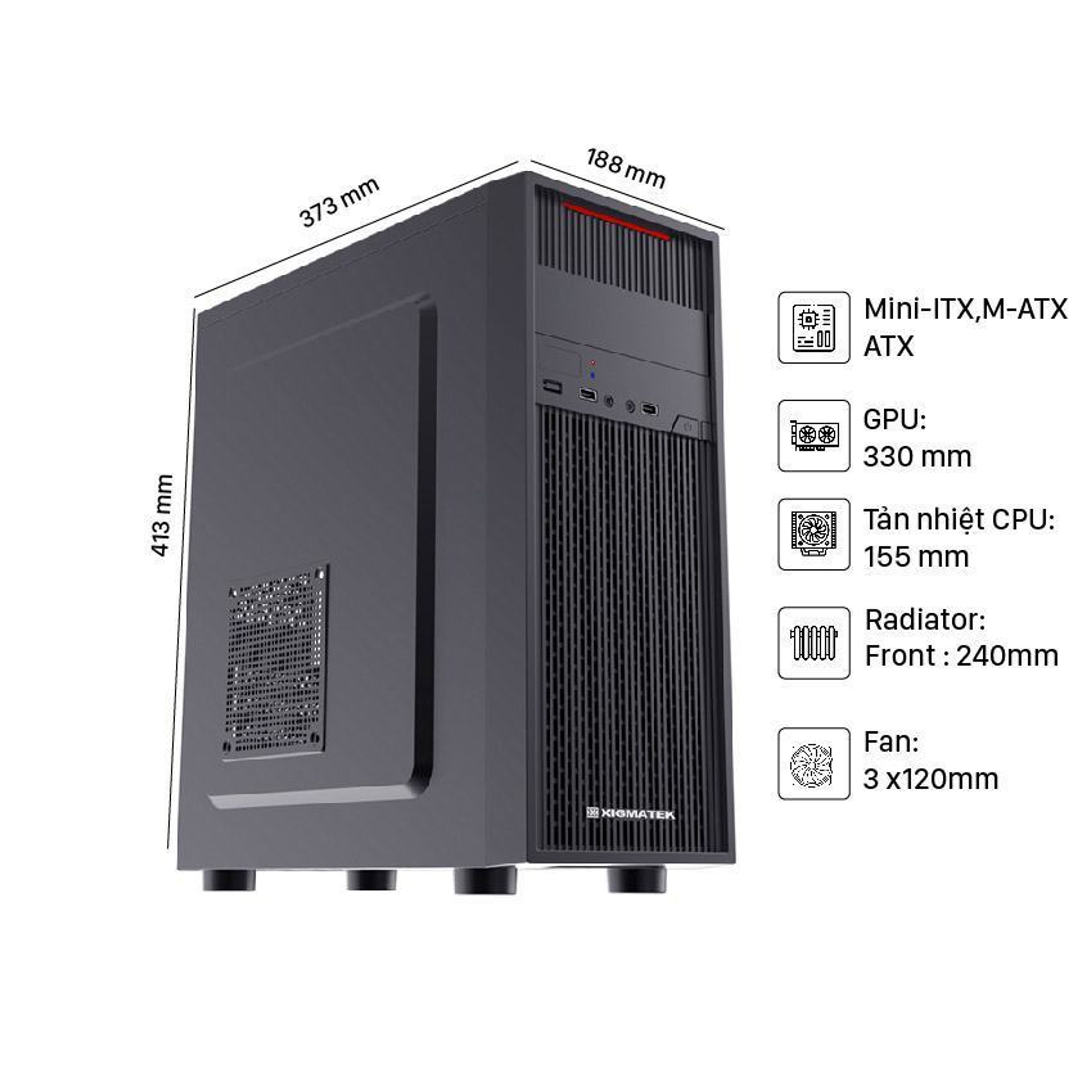 Vỏ Case Xigmatek XA-22 (MidTower/Màu Đen) 2