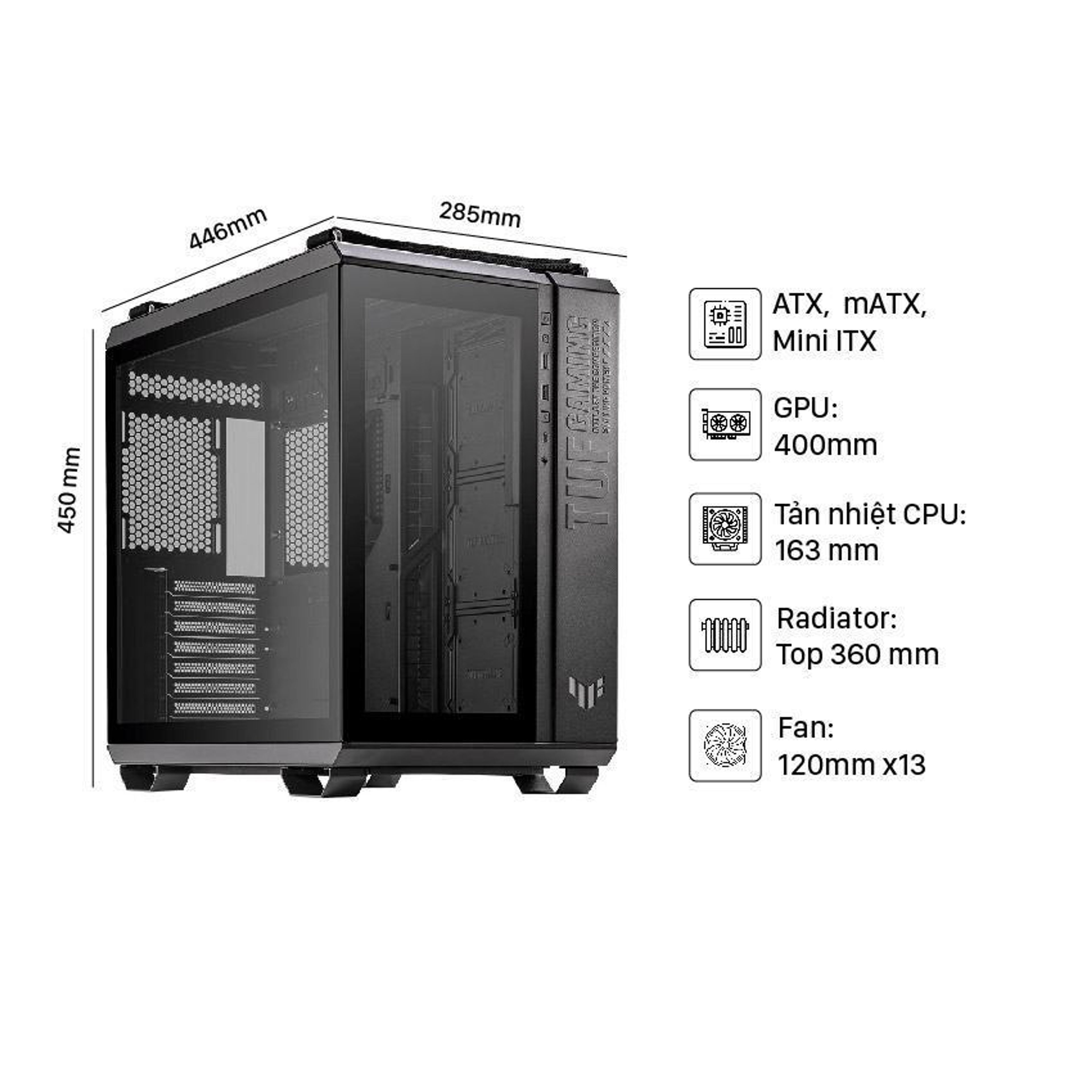 Vỏ Case Asus TUF Gaming GT502 ( Mid Tower / Màu Đen) 2