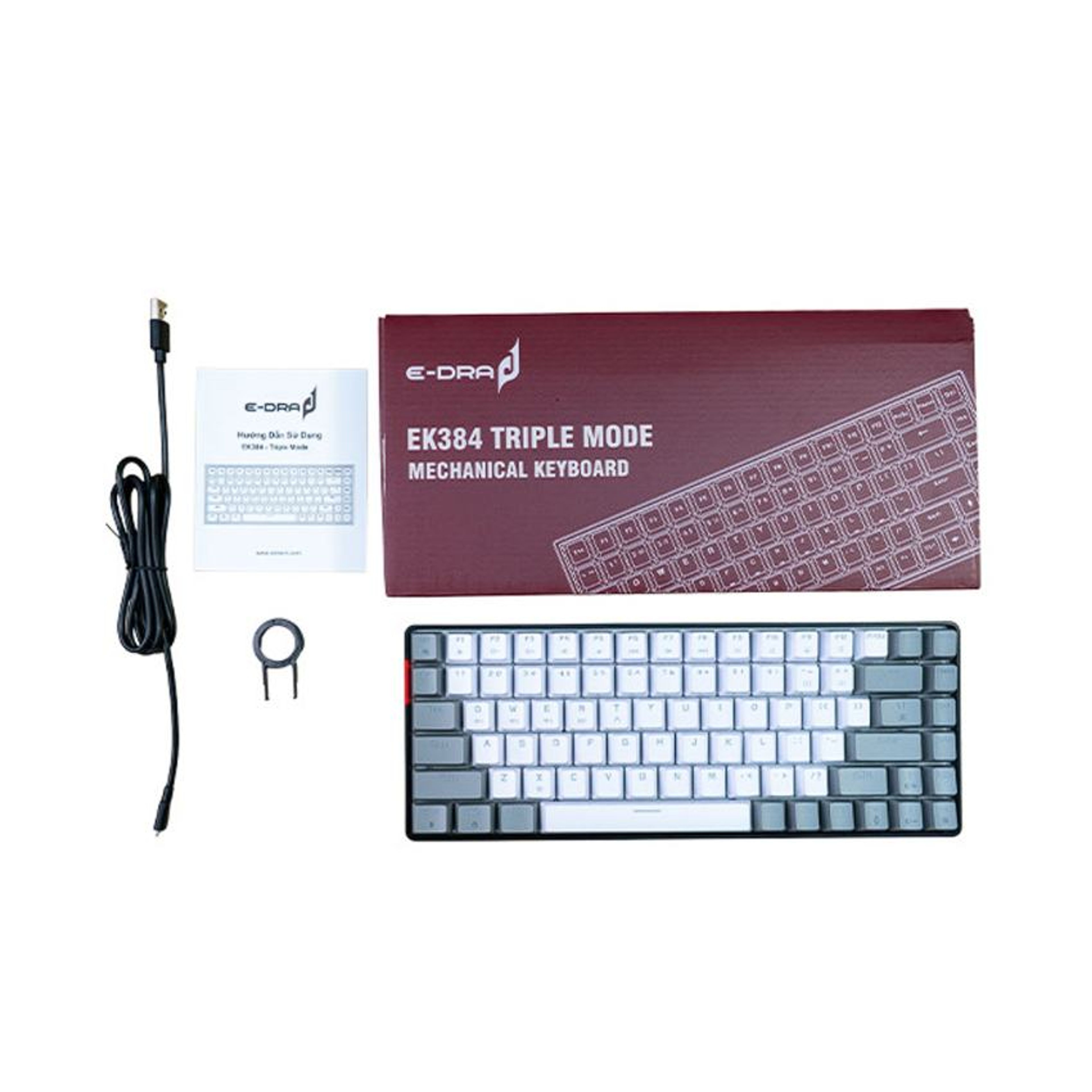 Bàn phím cơ Edra EK384 Triple Mode - Beta Blue Switch (USB-C, Wireless 2.4G, Bluetooth) 2