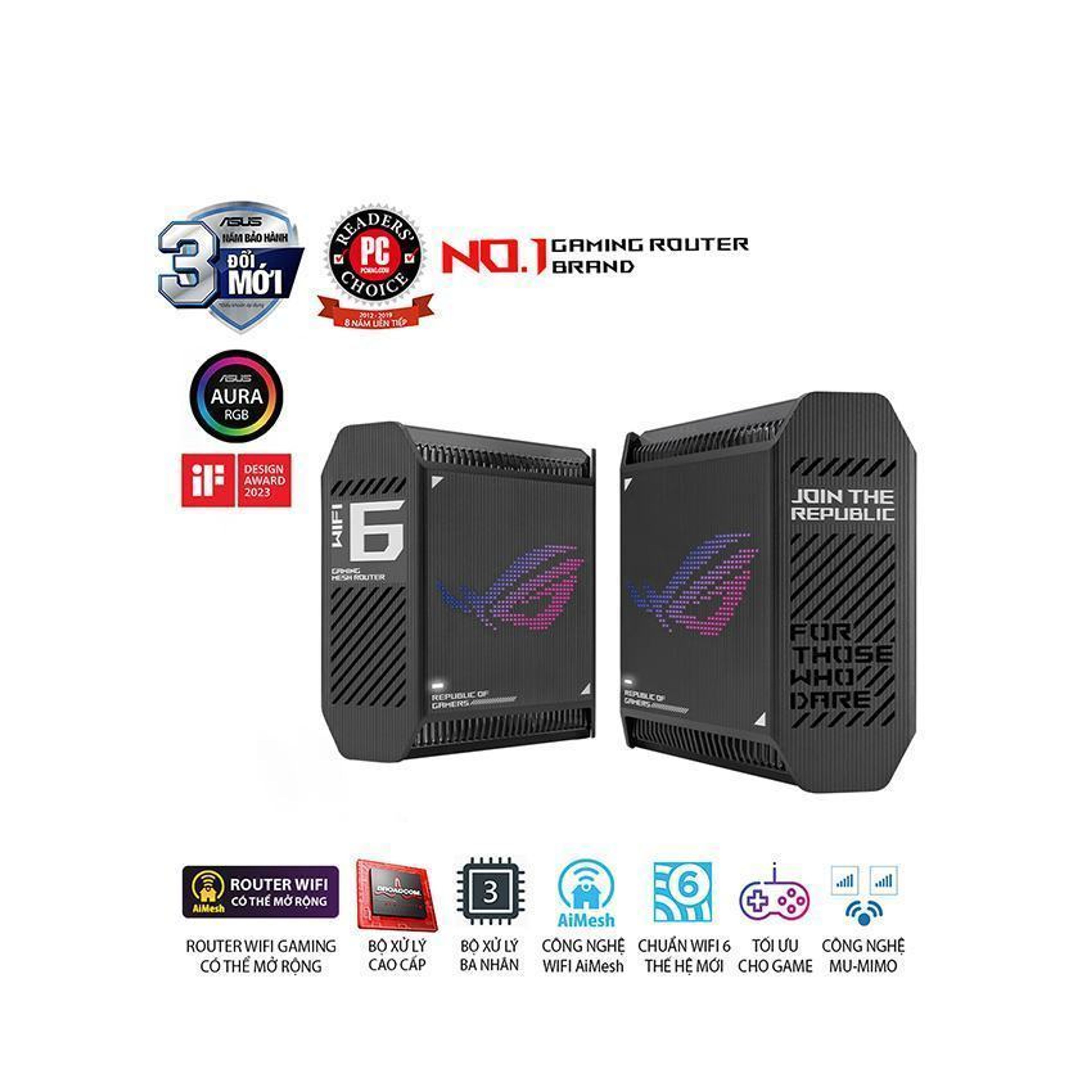 Bộ phát wifi mesh ASUS ROG Rapture GT6 (B-2-PK) chuẩn AX11000