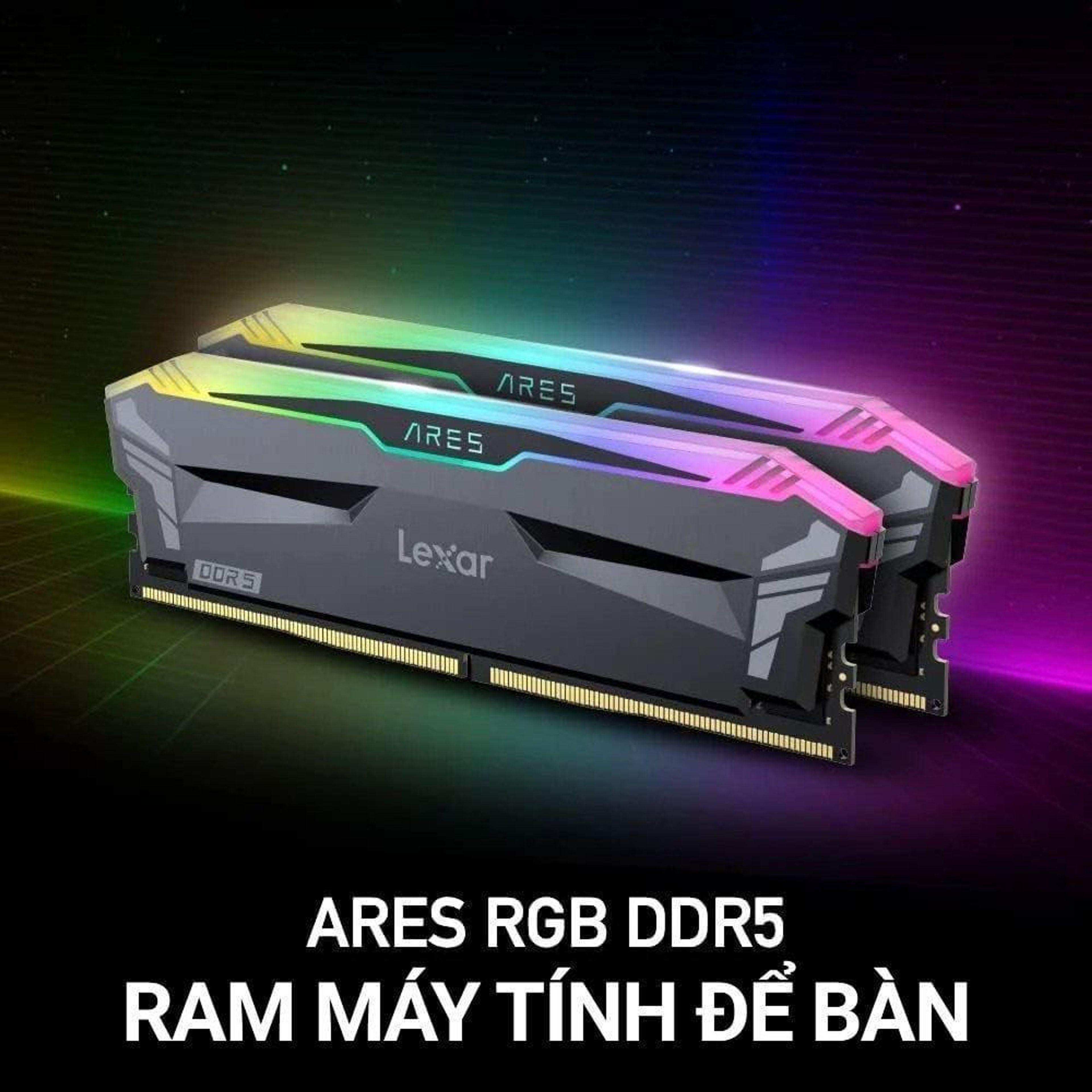 Ram Desktop Lexar ARES RGB (LD5AU016G-R5600GDGA) 32GB (2x16GB) DDR5 5600Mhz 3