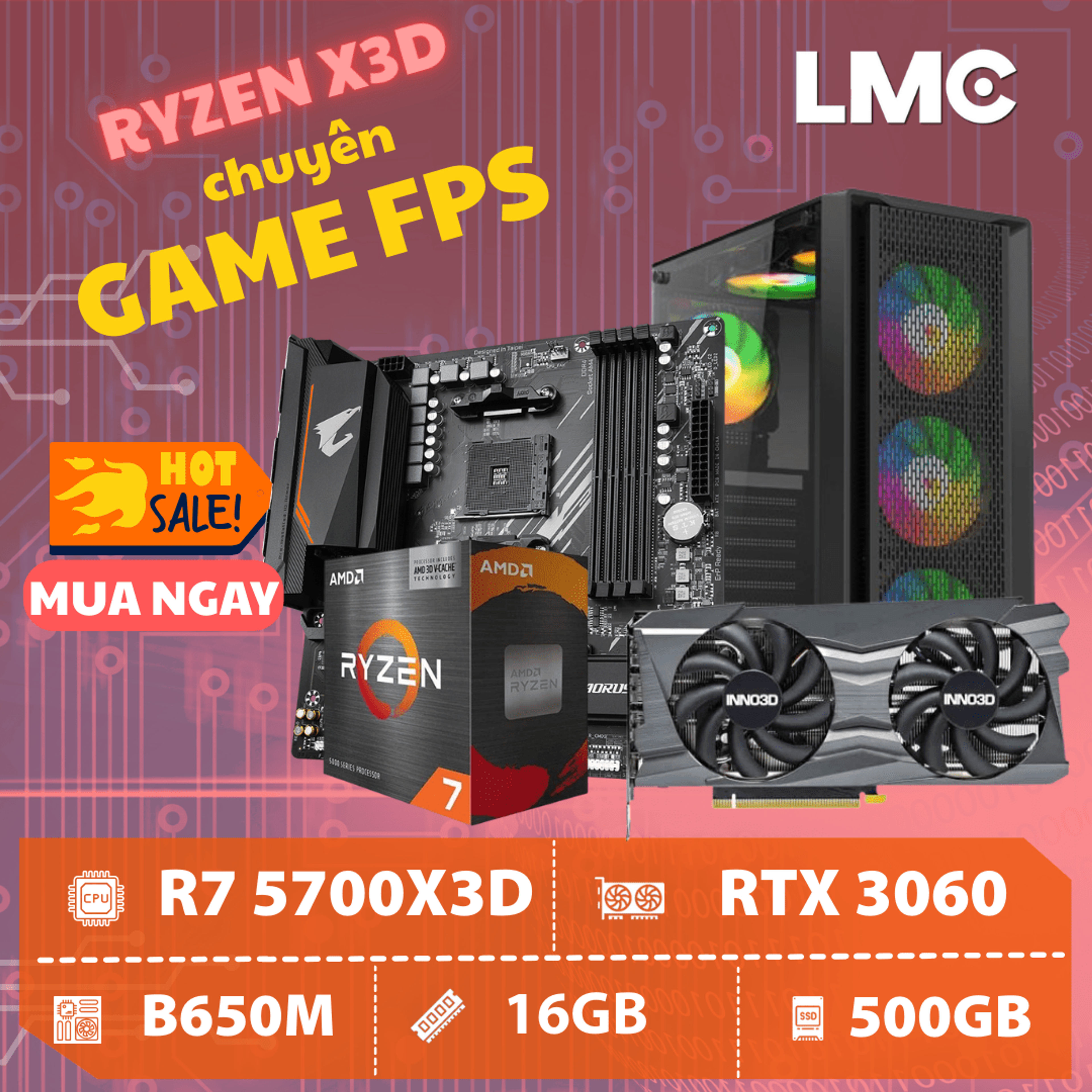 PC CRONOS DAGGER - Ryzen 7 5700X3D / RTX 3060 12GB