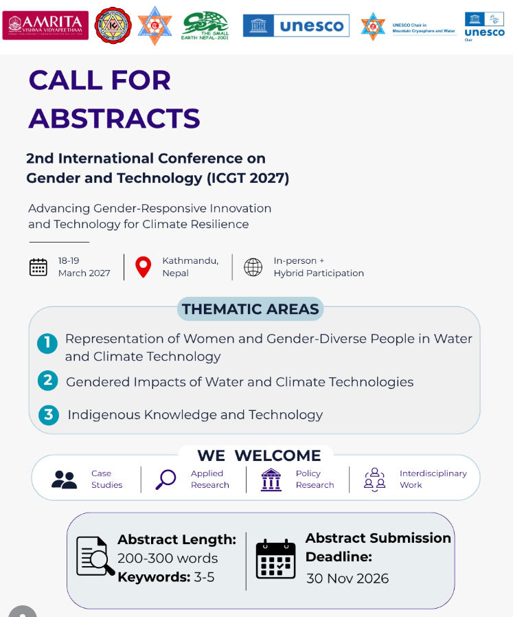 The 2nd International Conference on Gender and Technology (ICGT 2027)
