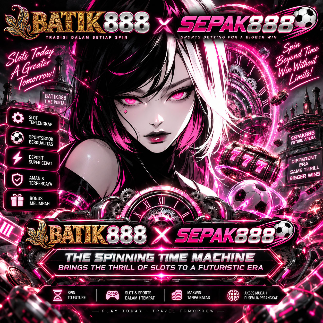 BATIK888 x SEPAK888 >> The Spinning Time Machine Brings the Thrill of Slots to a Futuristic Era by Hey siriusly