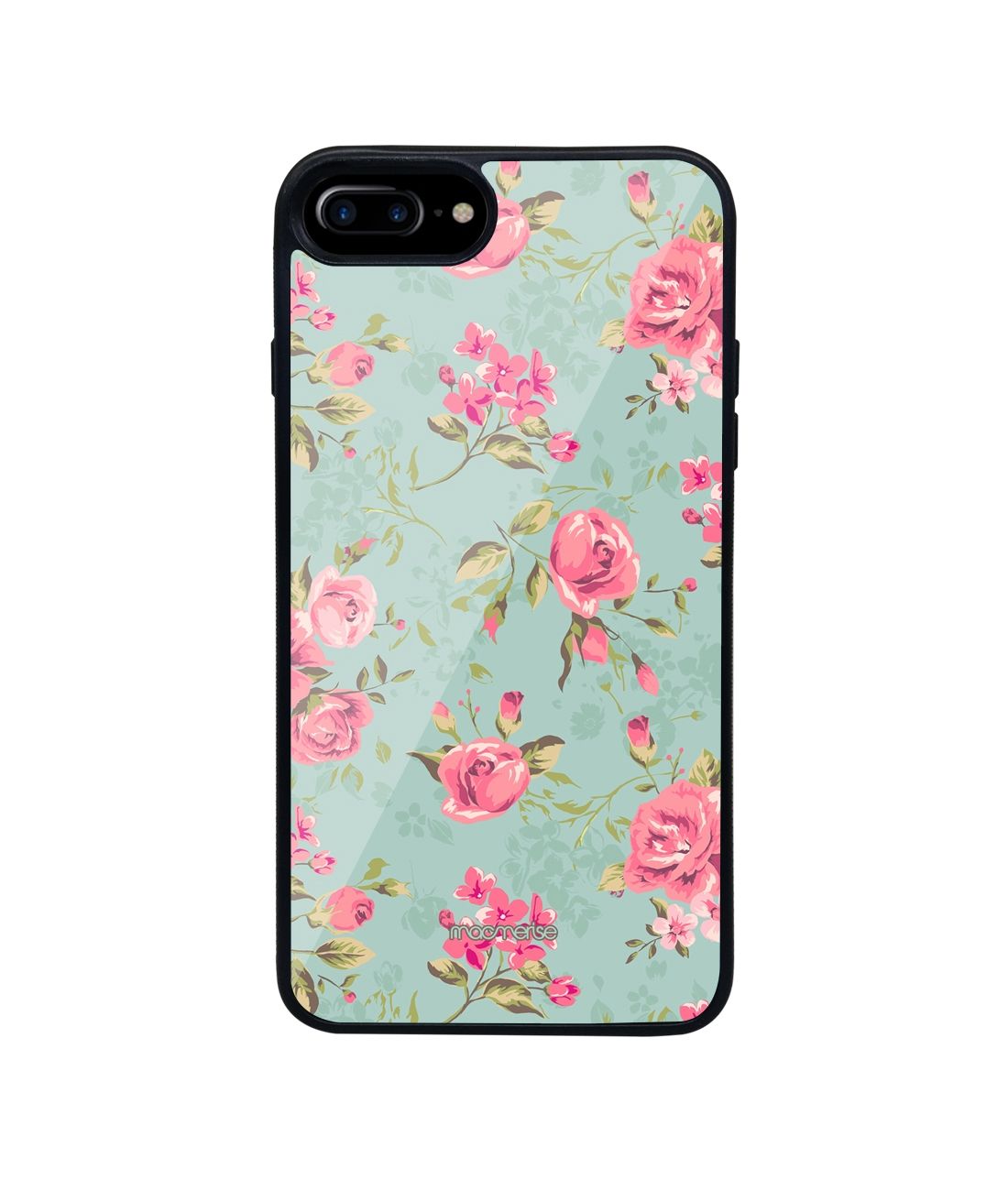 Teal Pink Flowers - Glass Phone Case for iPhone 7 Plus