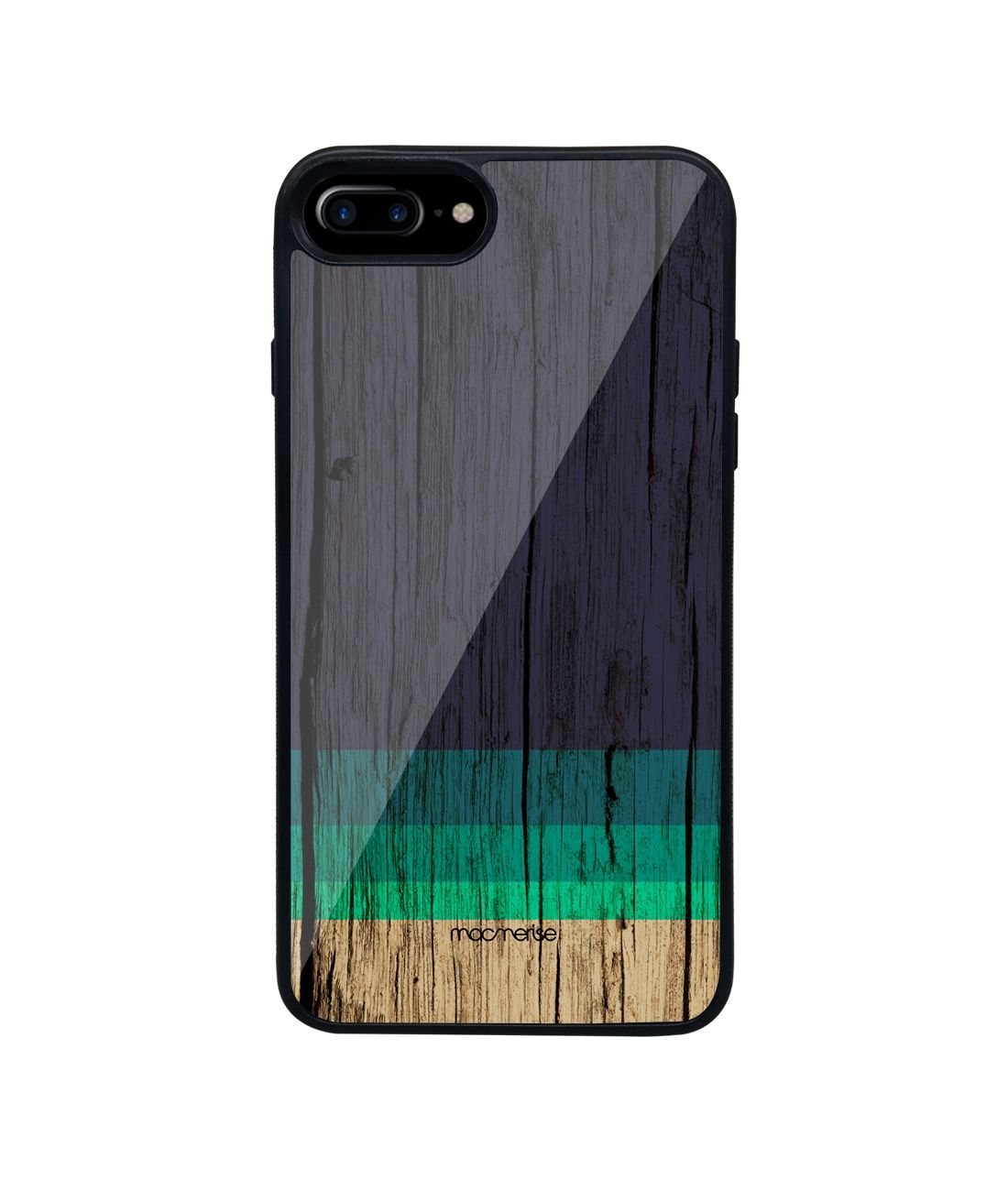 Wood Stripes Blue - Glass Phone Case for iPhone 7 Plus
