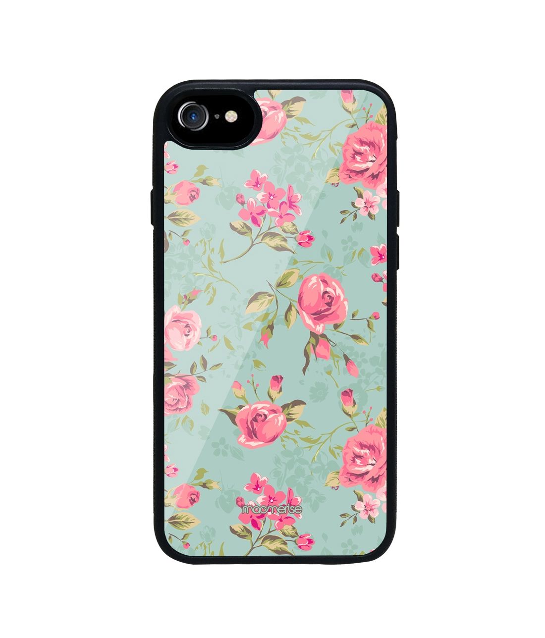 Teal Pink Flowers - Glass Phone Case for iPhone 7