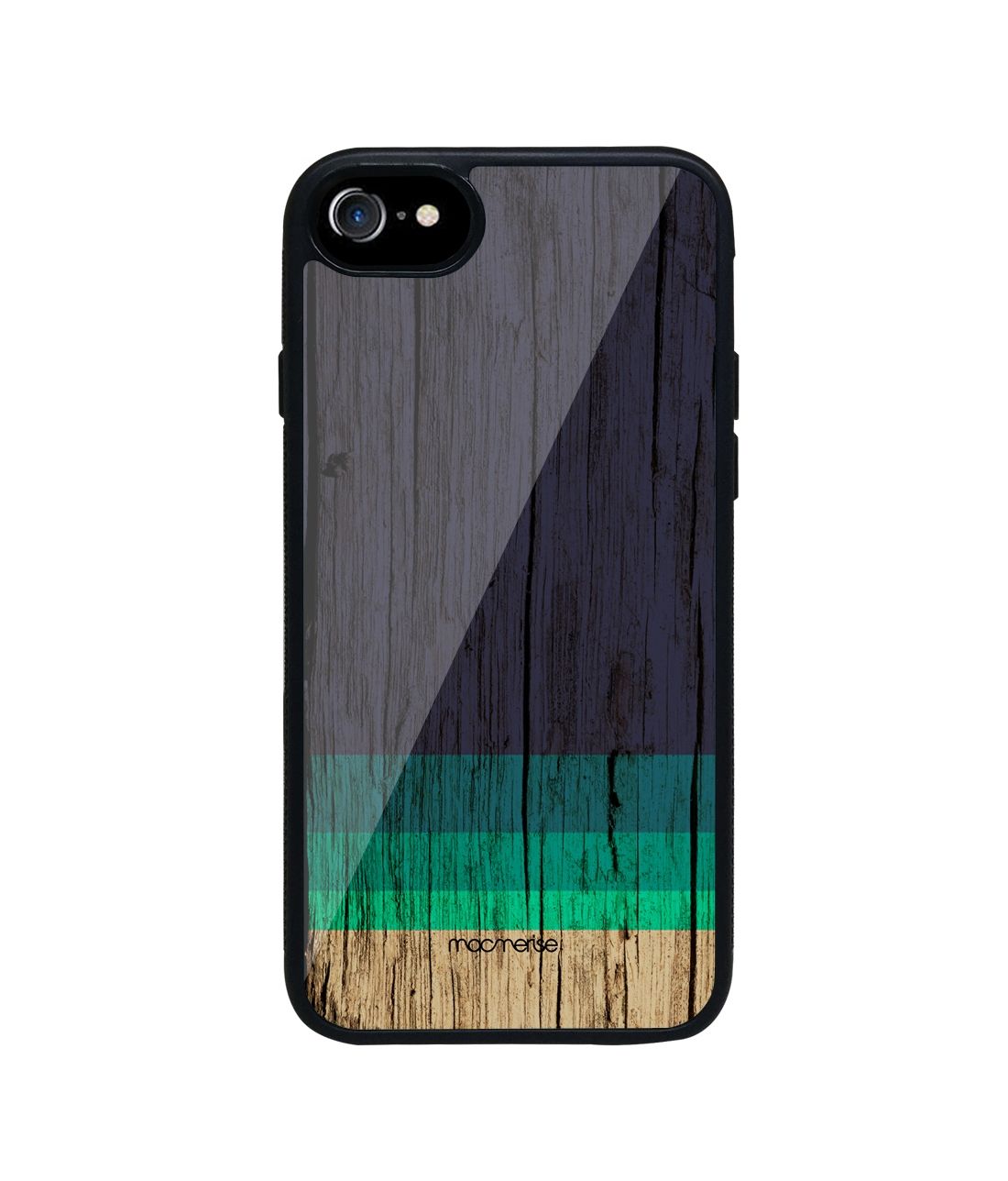 Wood Stripes Blue - Glass Phone Case for iPhone 7