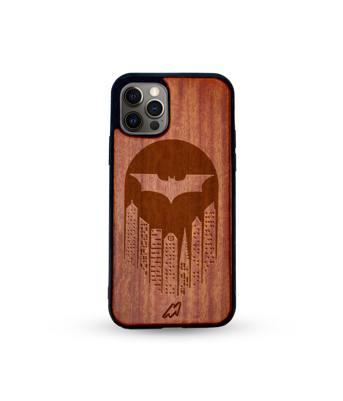 Bat Signal - Dark Shade Wooden Phone Case for iPhone 12 Pro