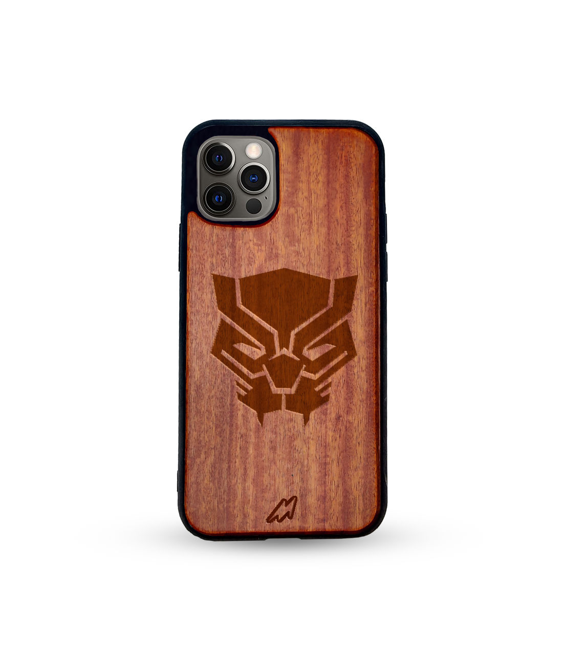 Black Panther Logo - Dark Shade Wooden Phone Case for iPhone 12 Pro