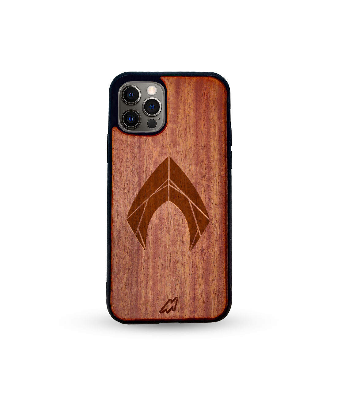 Logo Aquaman - Dark Shade Wooden Phone Case for iPhone 12 Pro
