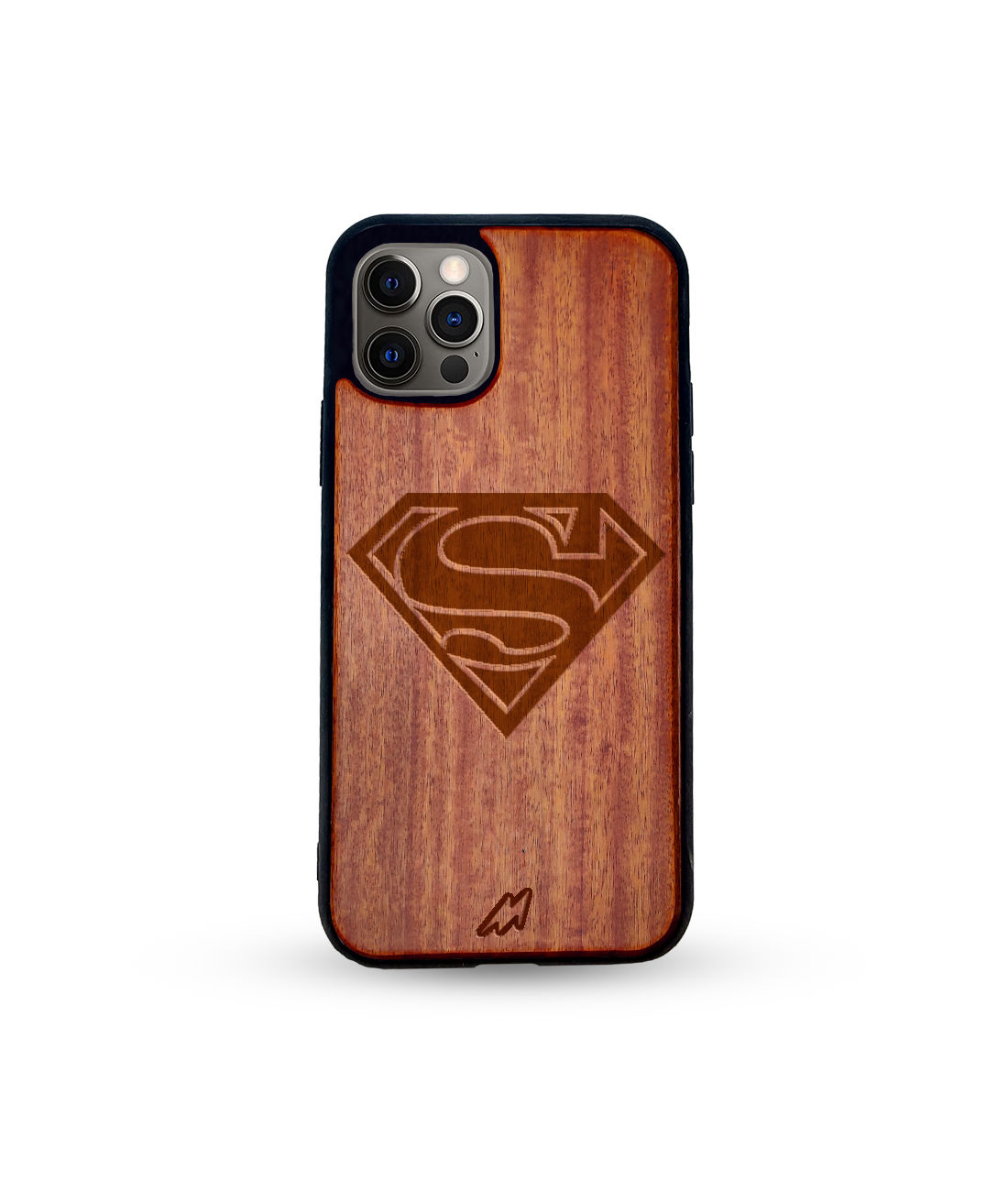 Logo Superman - Dark Shade Wooden Phone Case for iPhone 12 Pro