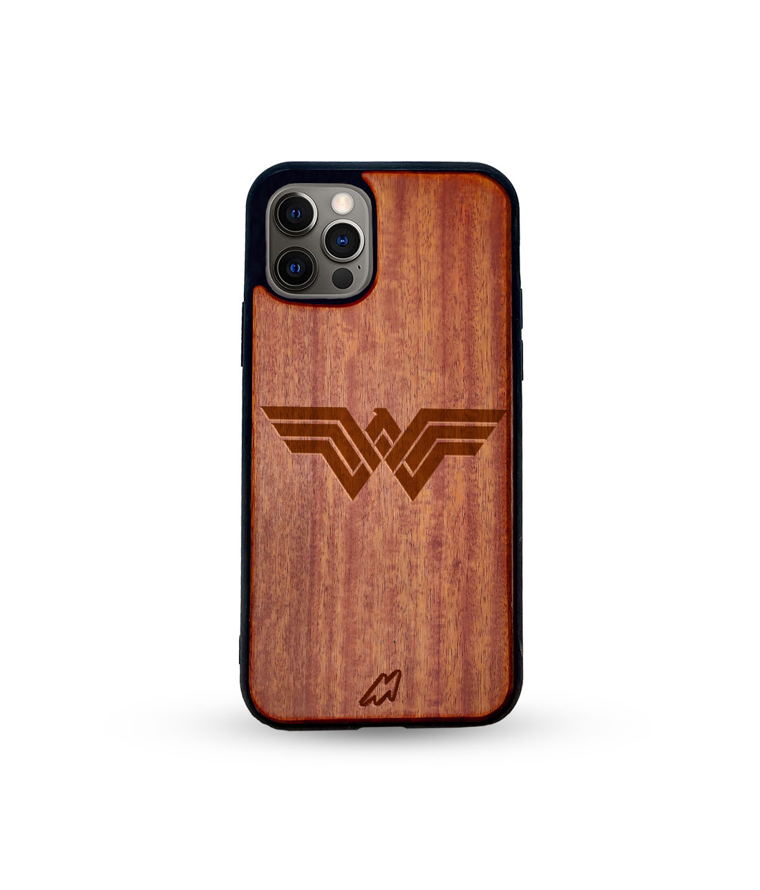 Logo Wonder Woman - Dark Shade Wooden Phone Case for iPhone 12 Pro