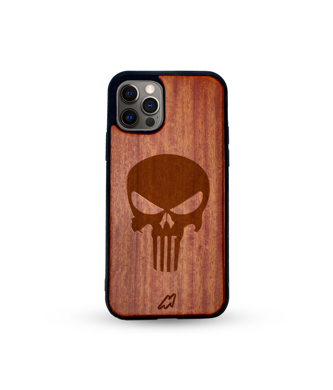 Punisher Symbol - Dark Shade Wooden Phone Case for iPhone 12 Pro