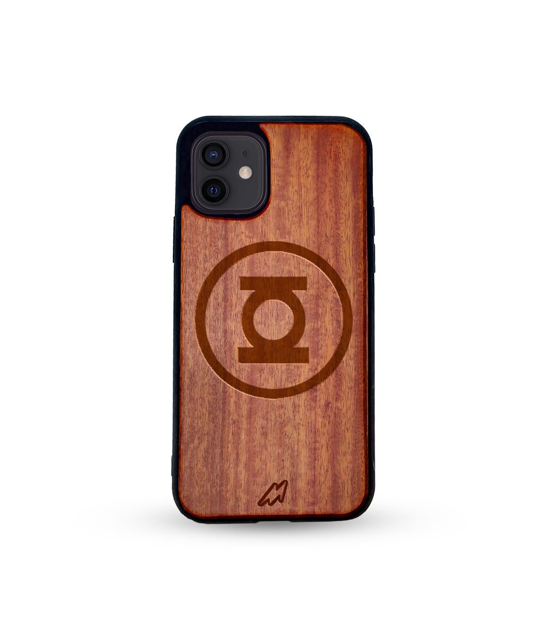 Logo Green Lantern - Dark Shade Wooden Phone Case for iPhone 12