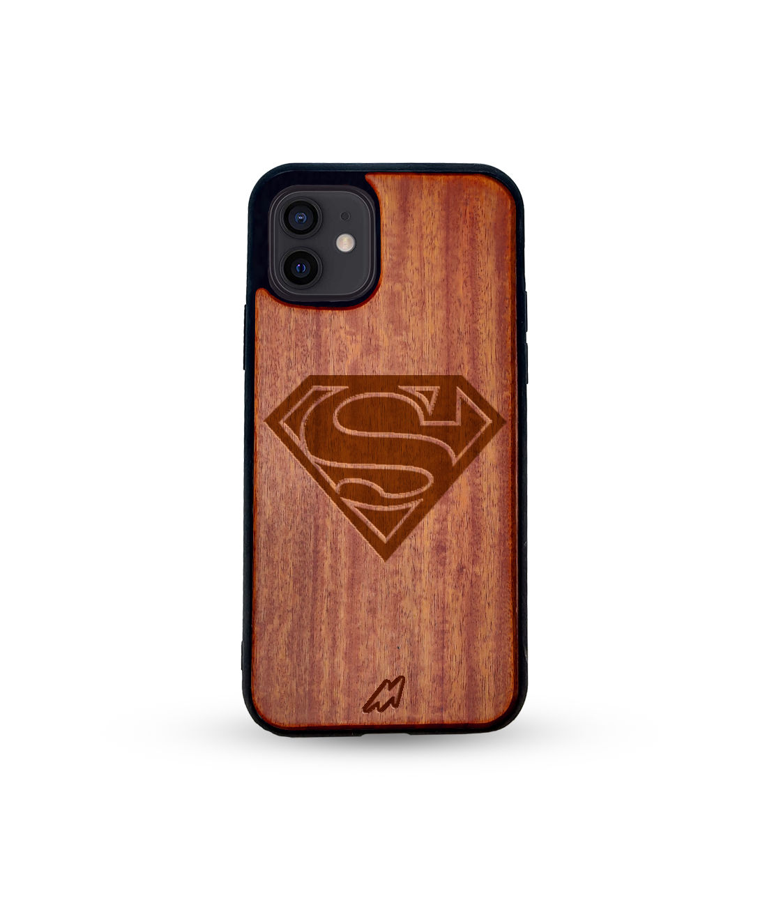 Logo Superman - Dark Shade Wooden Phone Case for iPhone 12