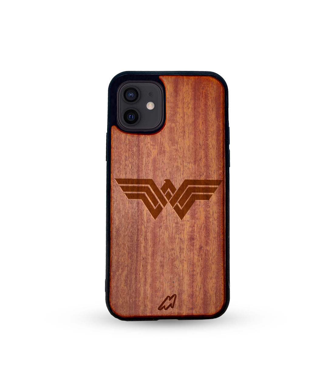 Logo Wonder Woman - Dark Shade Wooden Phone Case for iPhone 12