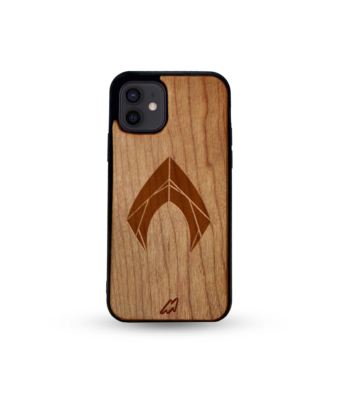 Logo Aquaman - Light Shade Wooden Wooden Phone Case for iPhone 12