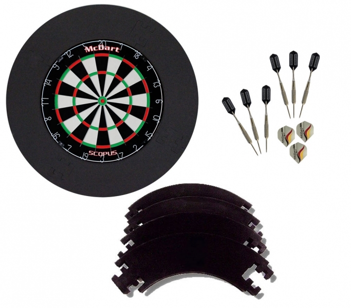McDart Scopus Bundle mit 6 Steeldarts und vierteiligen Catchring