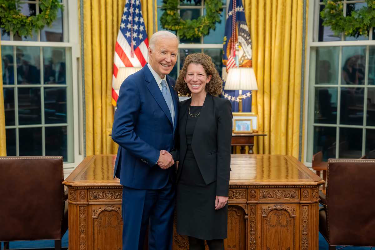 Alumna Leslie Abrahams supports the Biden administration’s climate and energy goals in the White House Office of Science and Technology Policy. (Courtesy photo)